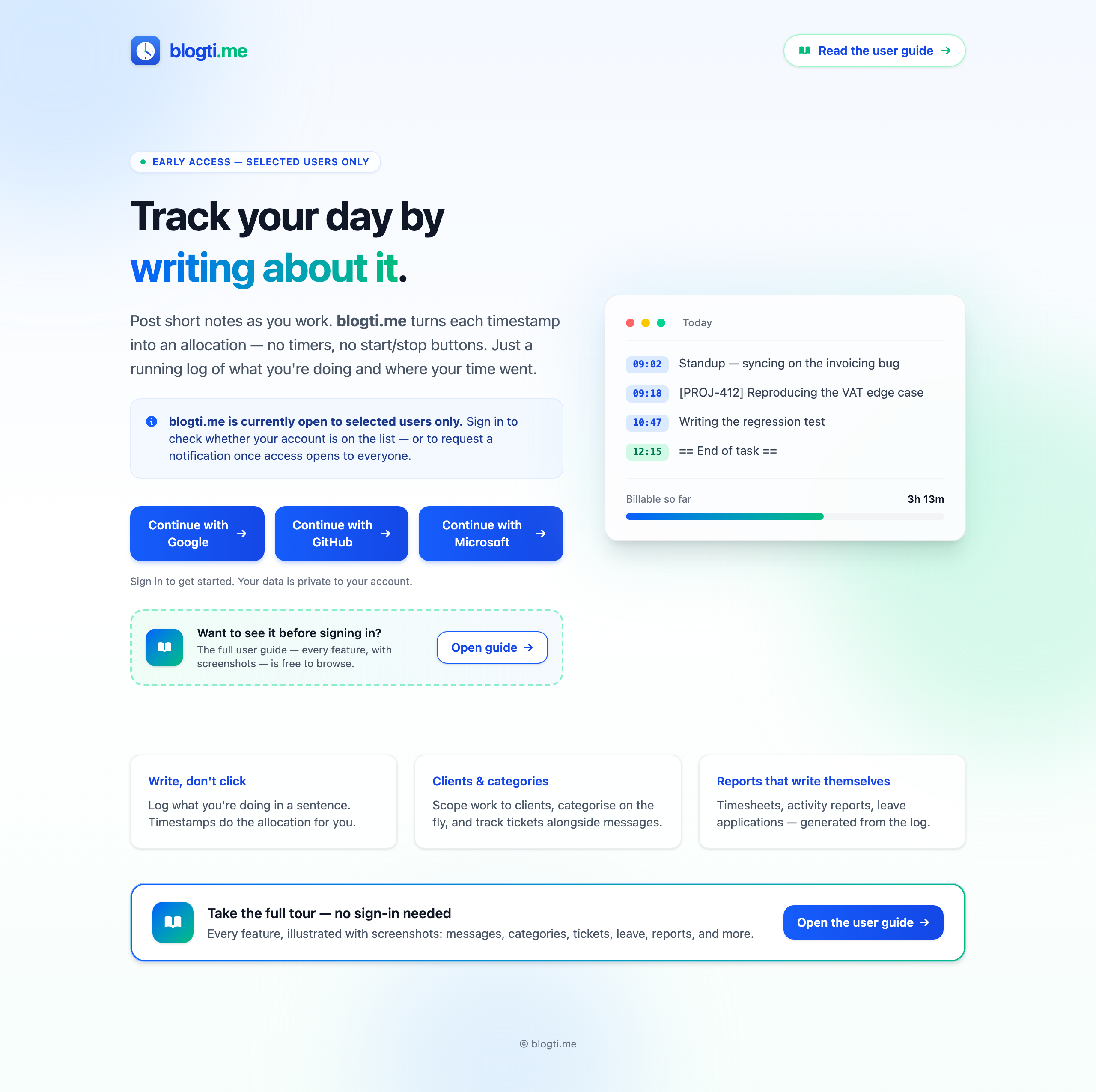 blogti.me landing page